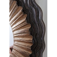 Accent This Chic, Contemporary Look with Statement Pieces in Wave-Patterned Dark Walnut